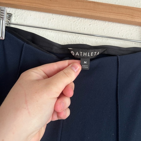 Athleta Navy Blue High Rise Flare Leg Slit Greenwich Pants Medium - Picture 4 of 10